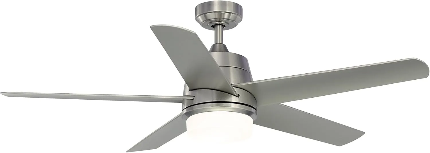 Fanimation Studio Collection LP8064BLBN Berlin Ceiling Fan with LED Light Kit, 52 Inch, Brushed Nickel with Gray Blades