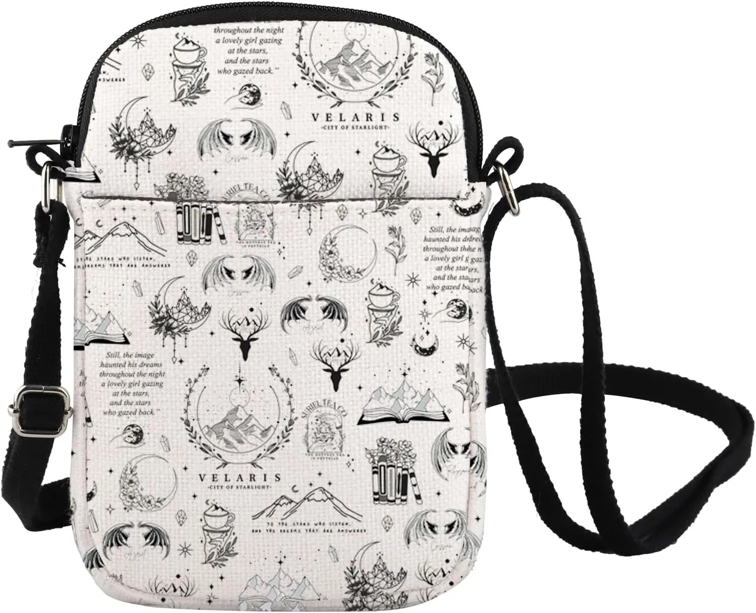 Fantasy Novel Inspire Crossbody Bag Velaris City Merch Night Court Inspire Messenger Bag Literary Theme Gift