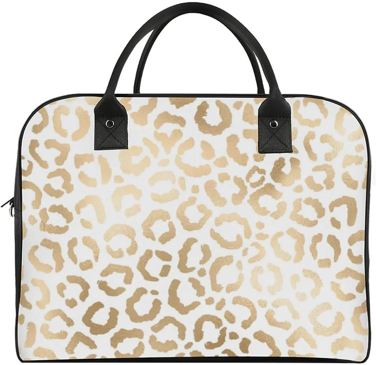 Faux Gold Paint Splatter on Black & White Stripes Travel Handbag with A Large Capacity Design That Can Be Reused
