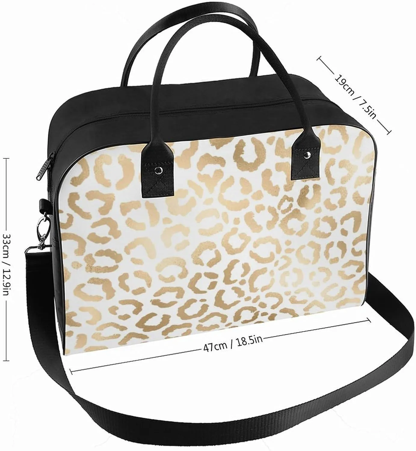 Faux Gold Paint Splatter on Black & White Stripes Travel Handbag with A Large Capacity Design That Can Be Reused