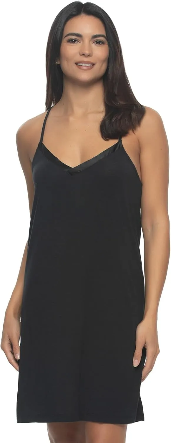 Felina - Elysees Rich Satin Chemise Slip Dress Nightgowns for Women with Satin Trim, and Adjustable Straps