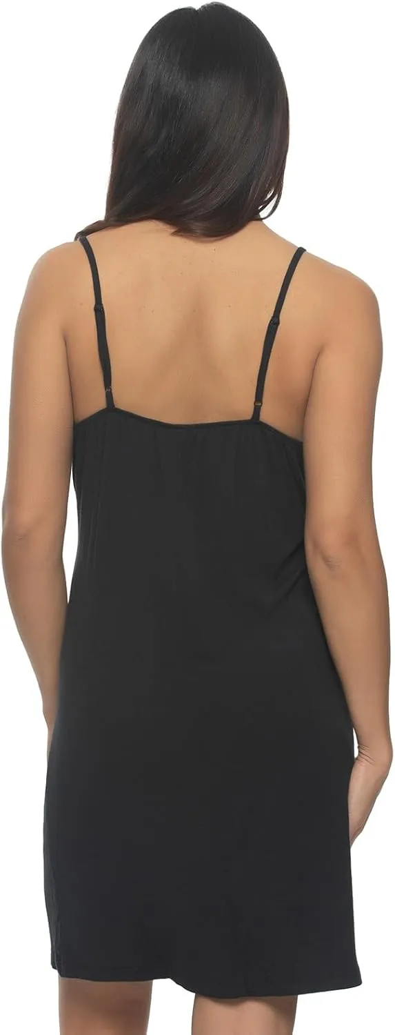 Felina - Elysees Rich Satin Chemise Slip Dress Nightgowns for Women with Satin Trim, and Adjustable Straps
