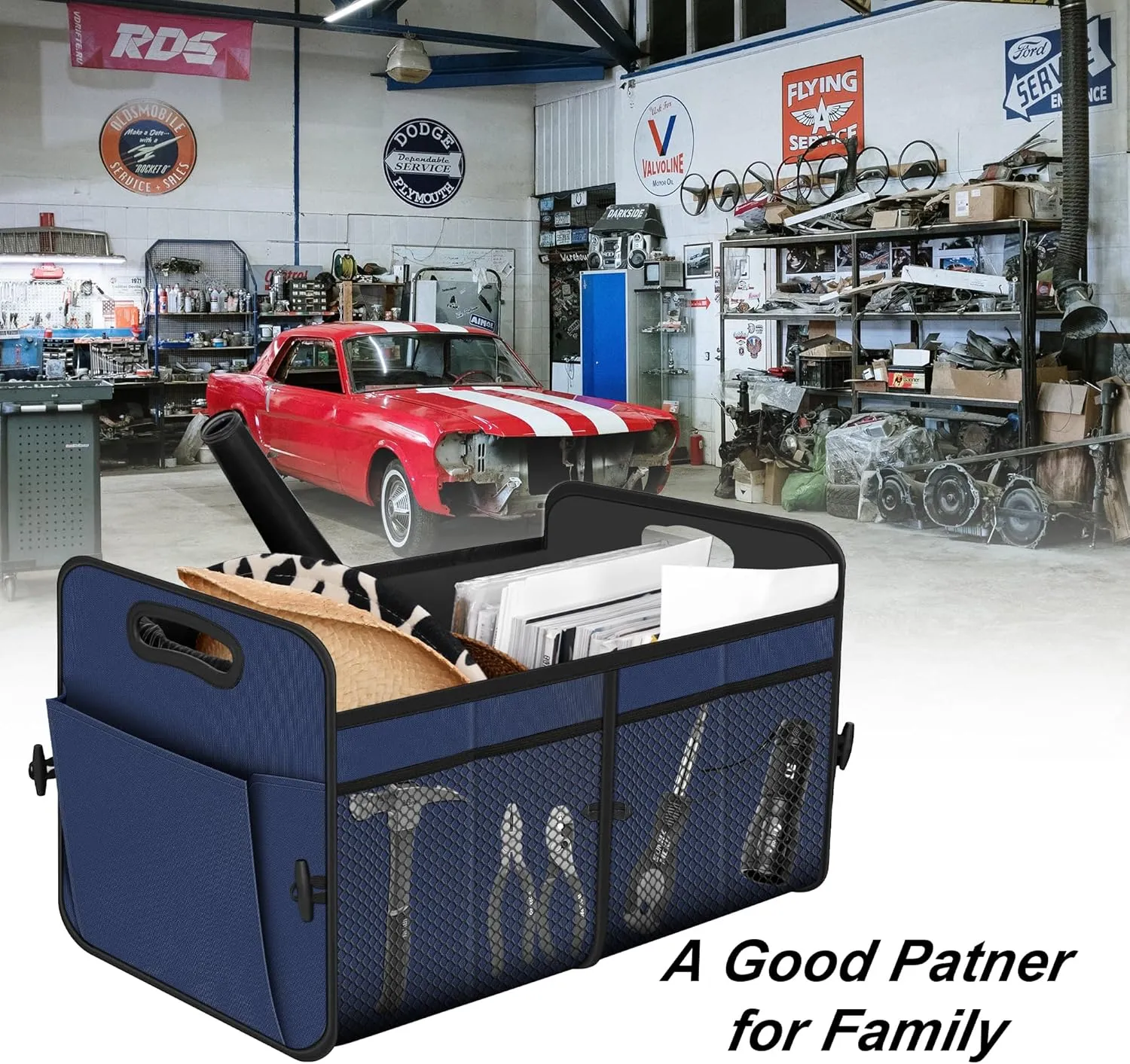Femuar Car Trunk Organizer,Car Storage Organizer with 72L Large Capacity Waterproof Collapsible and 11 Pockets,Trunk Organizer for Car Suv/Jeep/Sedan, Large Size,Blue