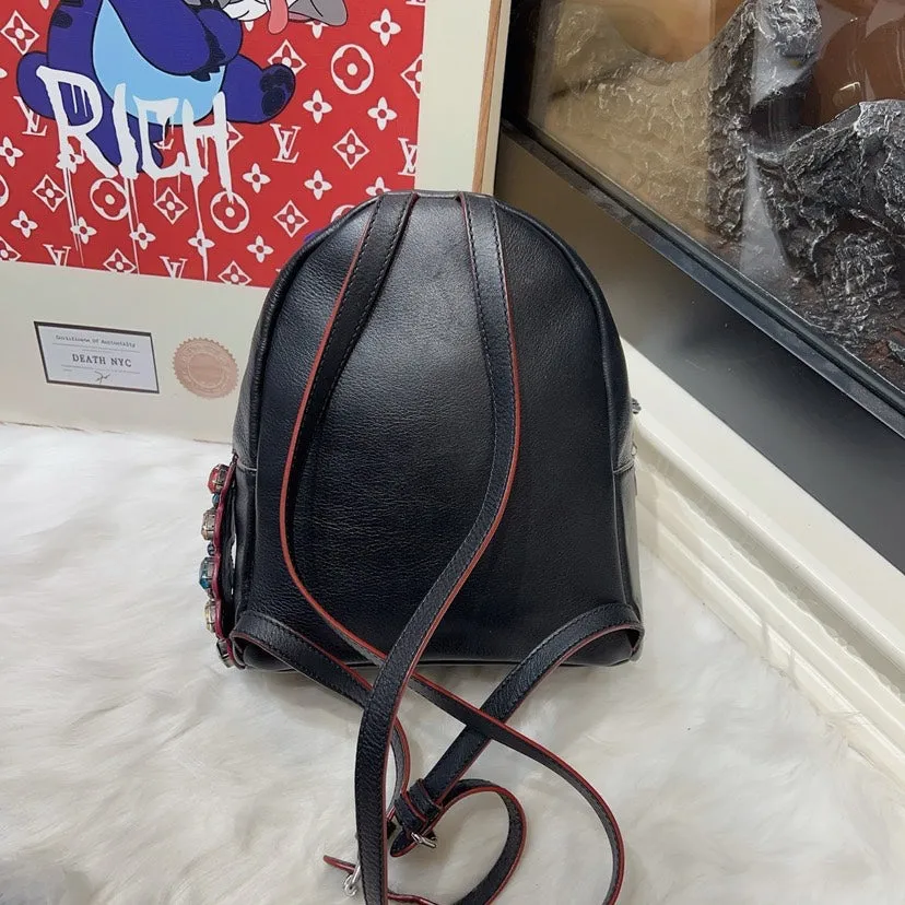 Fendi Embellished Black Leather Crossbody Bag