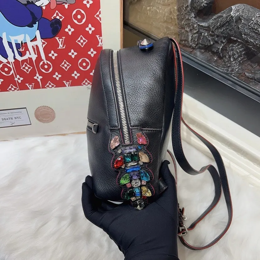 Fendi Embellished Black Leather Crossbody Bag
