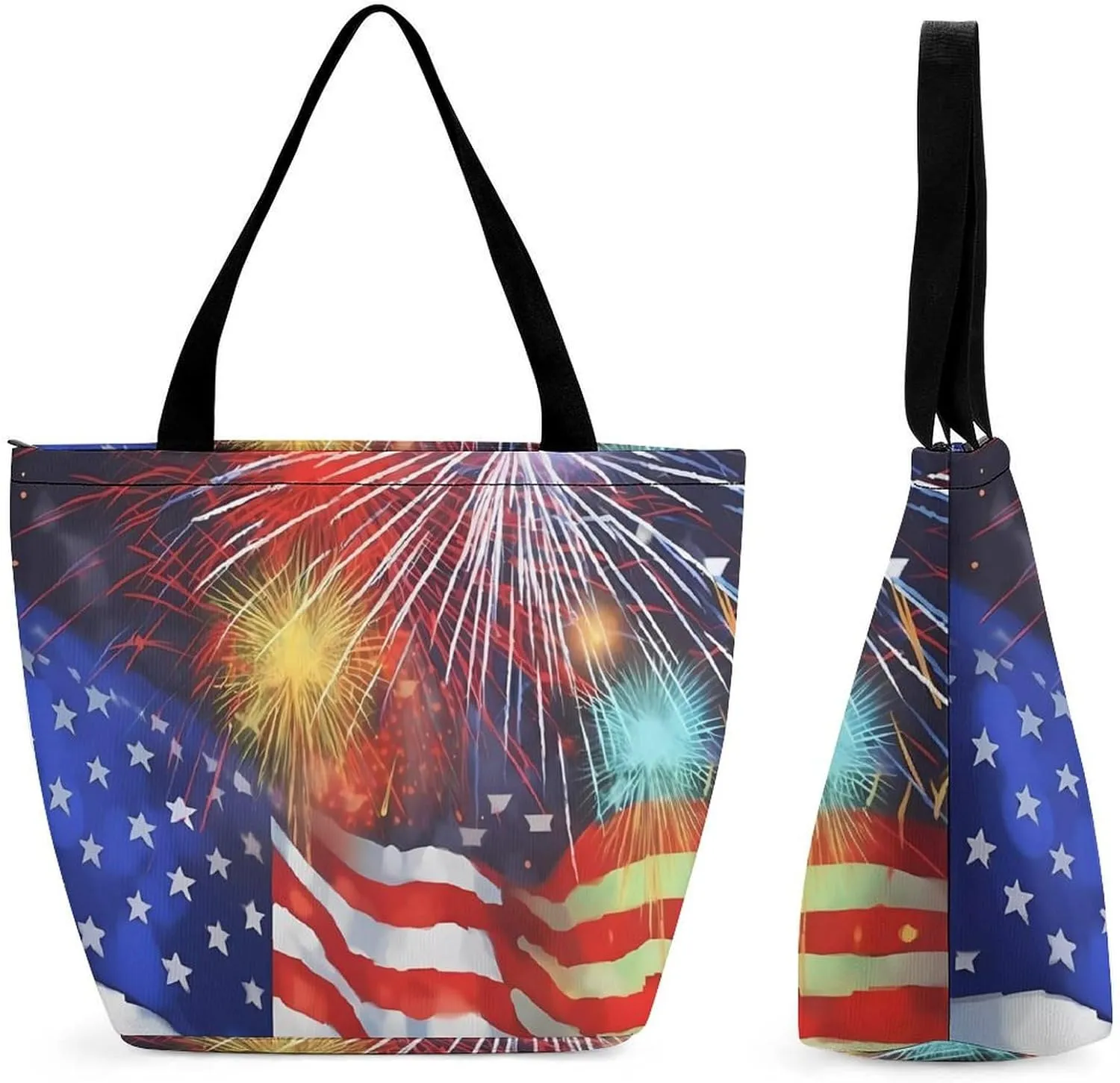 Firework Memorial Day July of 4th Women Tote Bag Casual Shoulder Bag Travel Shopping Handbags for Work Travel Fashion Gifts