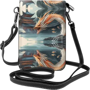 Fish leap dragon gate Pattern Leather Crossbody Flap Phone Bag - Versatile Gift for Women Walking, Camping, Shopping, and Travel