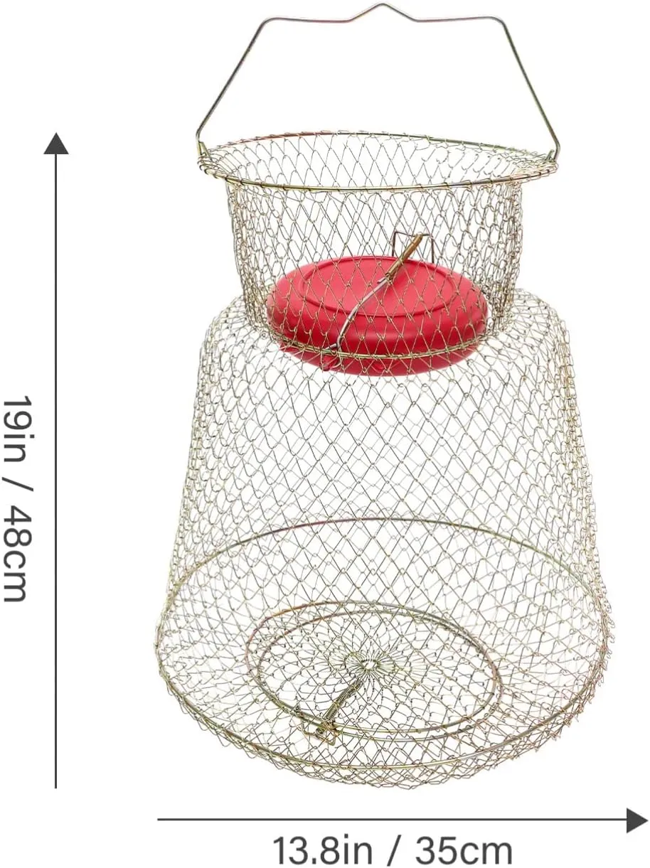 Fishing Guard Cage Fish Catching Net with Draw Control Portable Design for Storage and Easy Transport