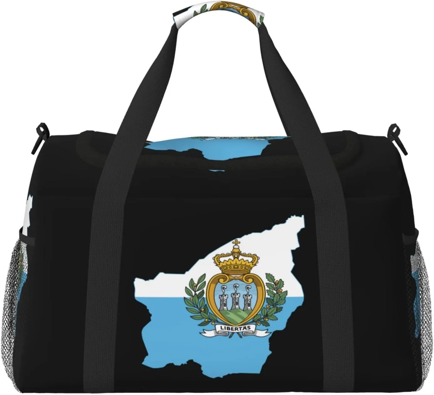 Flag Map Of San Marino Travel Duffel Bag Large Foldable Waterproof Overnight Bag For Beach Swim Bags Pool Sports Gym