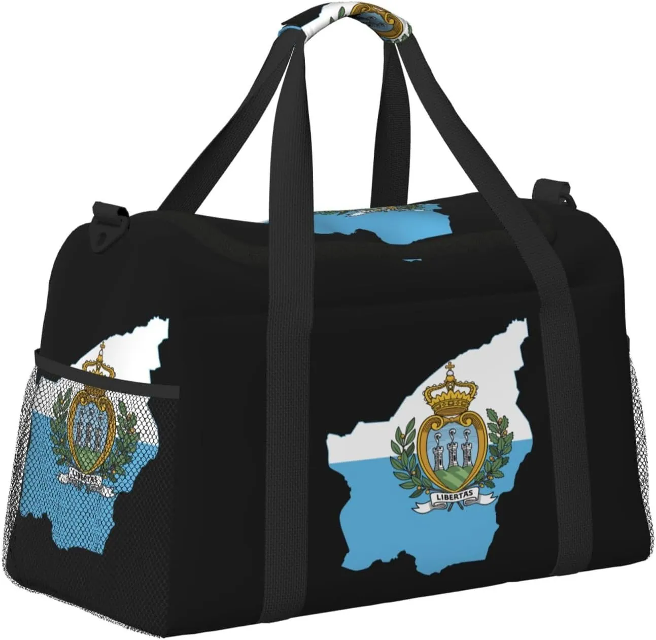 Flag Map Of San Marino Travel Duffel Bag Large Foldable Waterproof Overnight Bag For Beach Swim Bags Pool Sports Gym