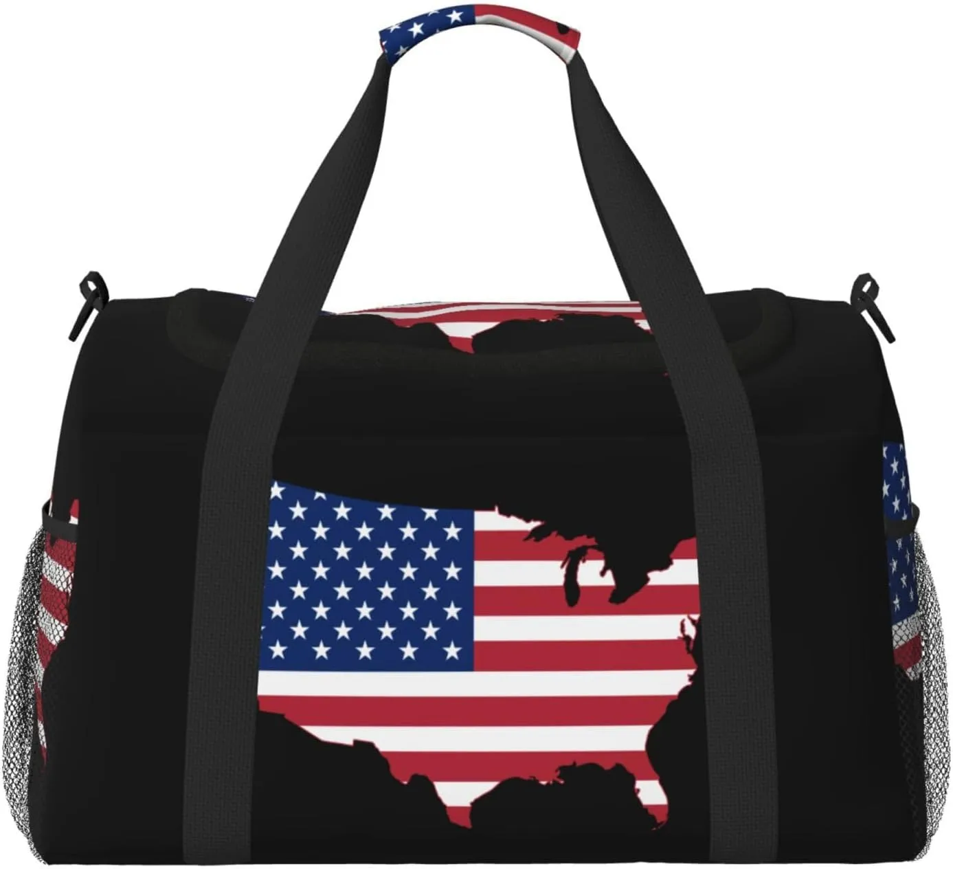 Flag Map Of United States Travel Duffel Bag Large Foldable Waterproof Overnight Bag For Beach Swim Bags Pool Sports Gym