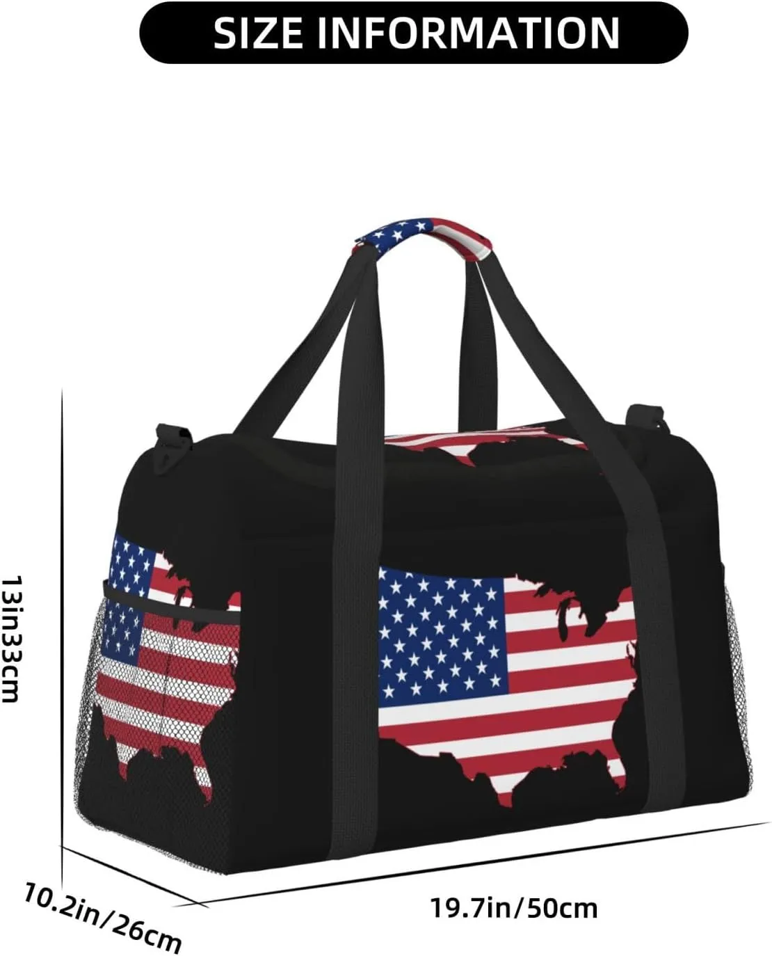 Flag Map Of United States Travel Duffel Bag Large Foldable Waterproof Overnight Bag For Beach Swim Bags Pool Sports Gym