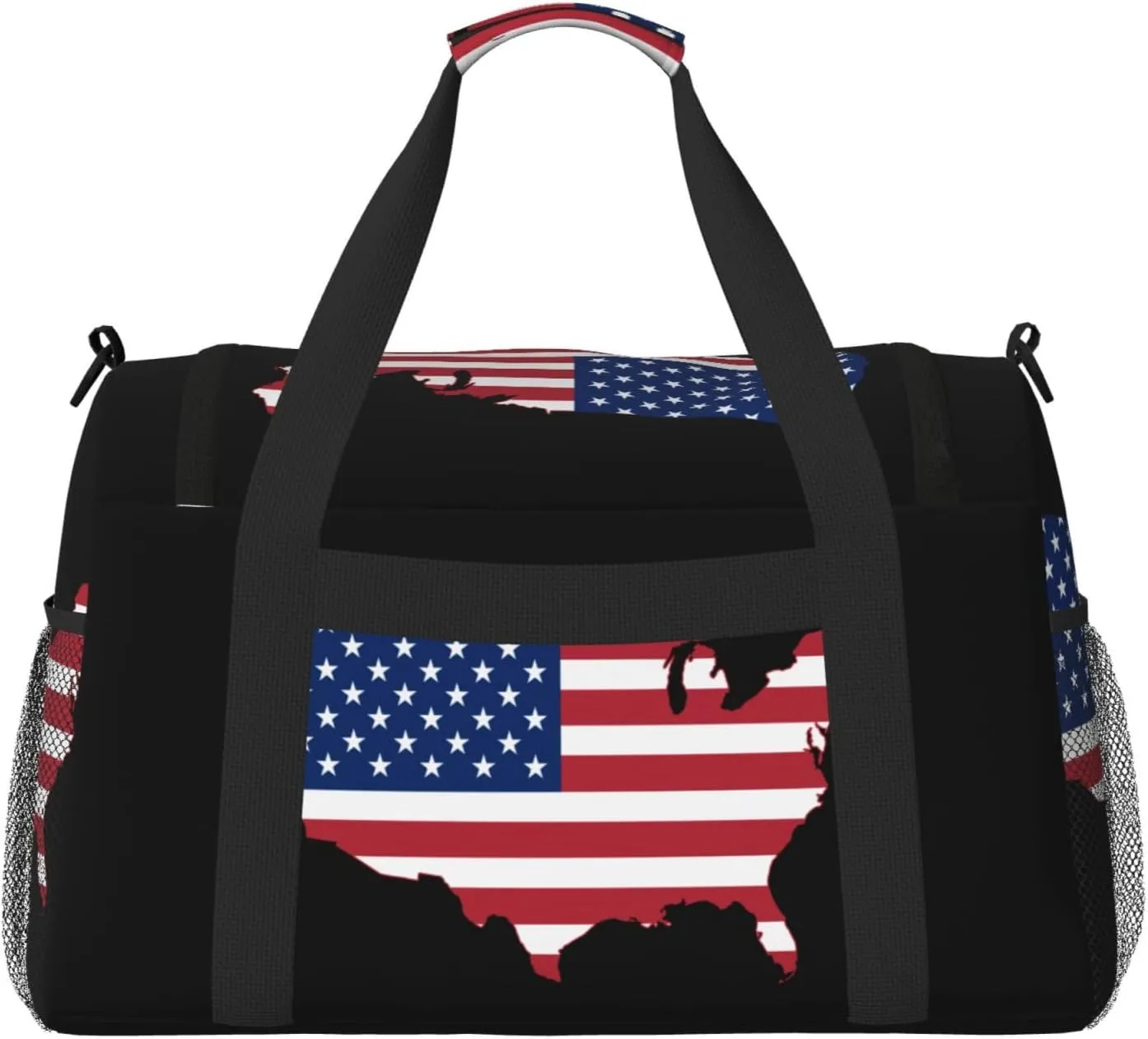 Flag Map Of United States Travel Duffel Bag Large Foldable Waterproof Overnight Bag For Beach Swim Bags Pool Sports Gym