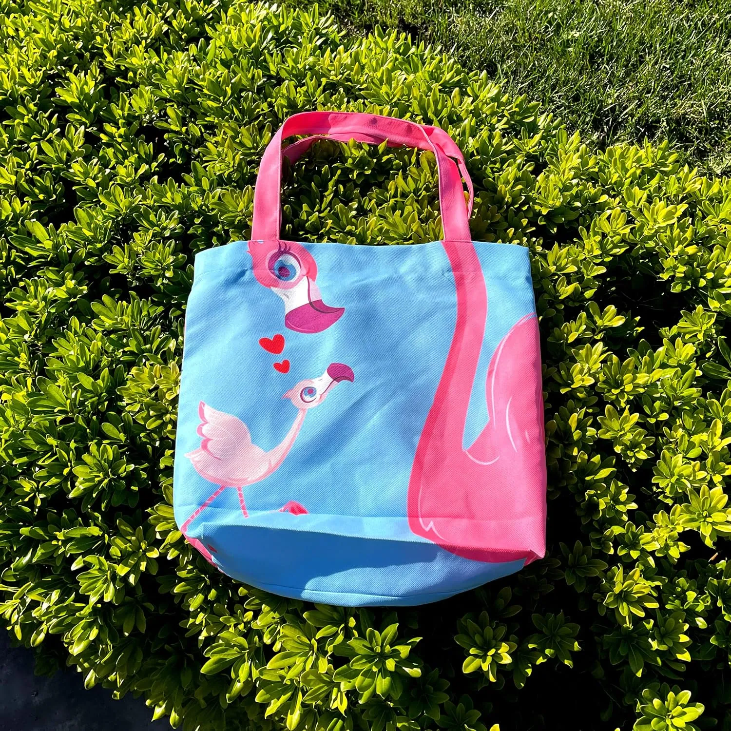 Flamingo Gift Bags - Pink Flamingo Handbags for Women - Teacher & Mother's Day Gifts - Reusable Pink & Blue Book & Tote Bags