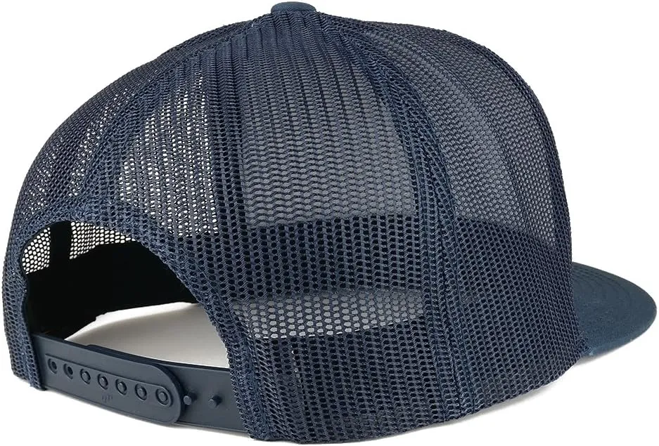 Flexfit Oversize XXL Captain Anchor Logo Embroidered 5 Panel Flatbill Snapback Mesh Cap