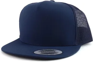 Flexfit Oversize XXL Structured Blank 5 Panel Flatbill Snapback Mesh Cap