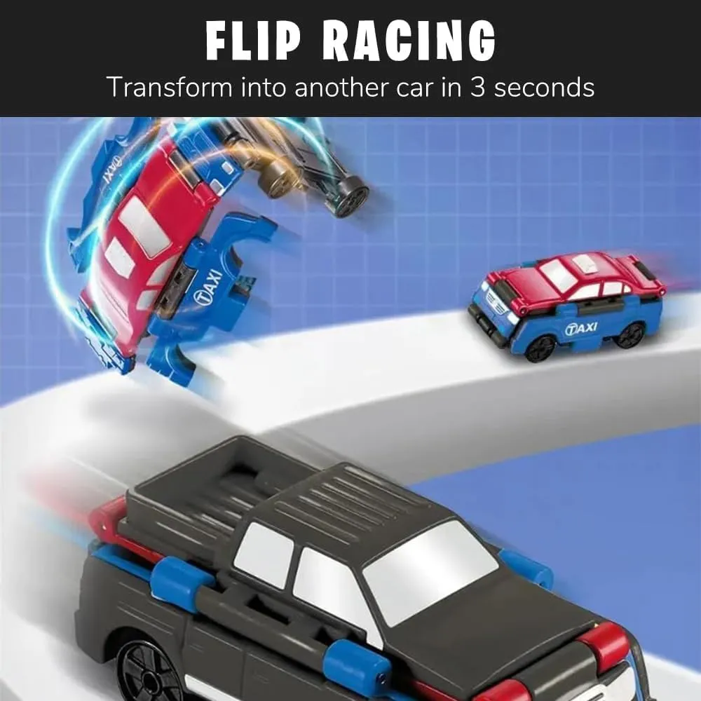Flip Racers Transformable Cars Dual-Design Toy Cars Pull Back Vehicle Playset Flip Racers Transformable Cars Kiddie Corner,Gifts for Toddlers Birthday Stuffers Creative Mini Flip Car Toy