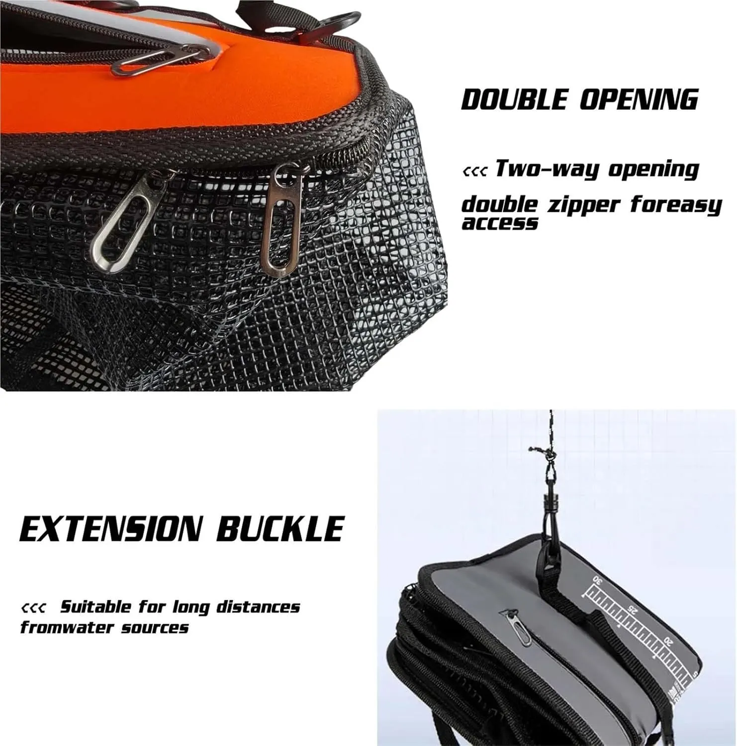 Floating Fishing Basket Collapsible Fishing Net Cage for Live Caught Fish Shrimp Bucket Trap 19L/47L Black/Orange