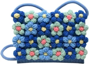 Floral Crochet Messenger Bag Woven DIY Knitted Bag Women Cotton Woolen Flower Bag Rural(D)