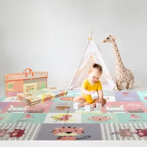 Foldable Baby Play Mat, Extra Large, Non-Toxic, Waterproof Activity Playmats for Babies, Education for Infant, Non-Slip Double Sided (79” x 71”and 0,4in Grey)