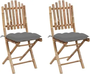 Foldable Bamboo Patio Chairs with Cushions 2-Piece Set Outdoor Furniture for Garden, Poolside, Beach, and Backyard – Durable Weather-Resistant Design
