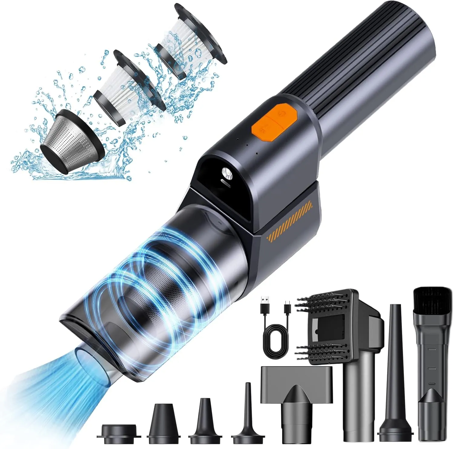 for Tesla Car Vacuum Cleaner Cordless, for Tesla Model Y/3/S/X Accessories, 18000PA High Power Handheld Cleaner with LED Light, 8 in 1 Portable Vacuum, 3 Speeds, 180° Foldable, 2H Fast Charge