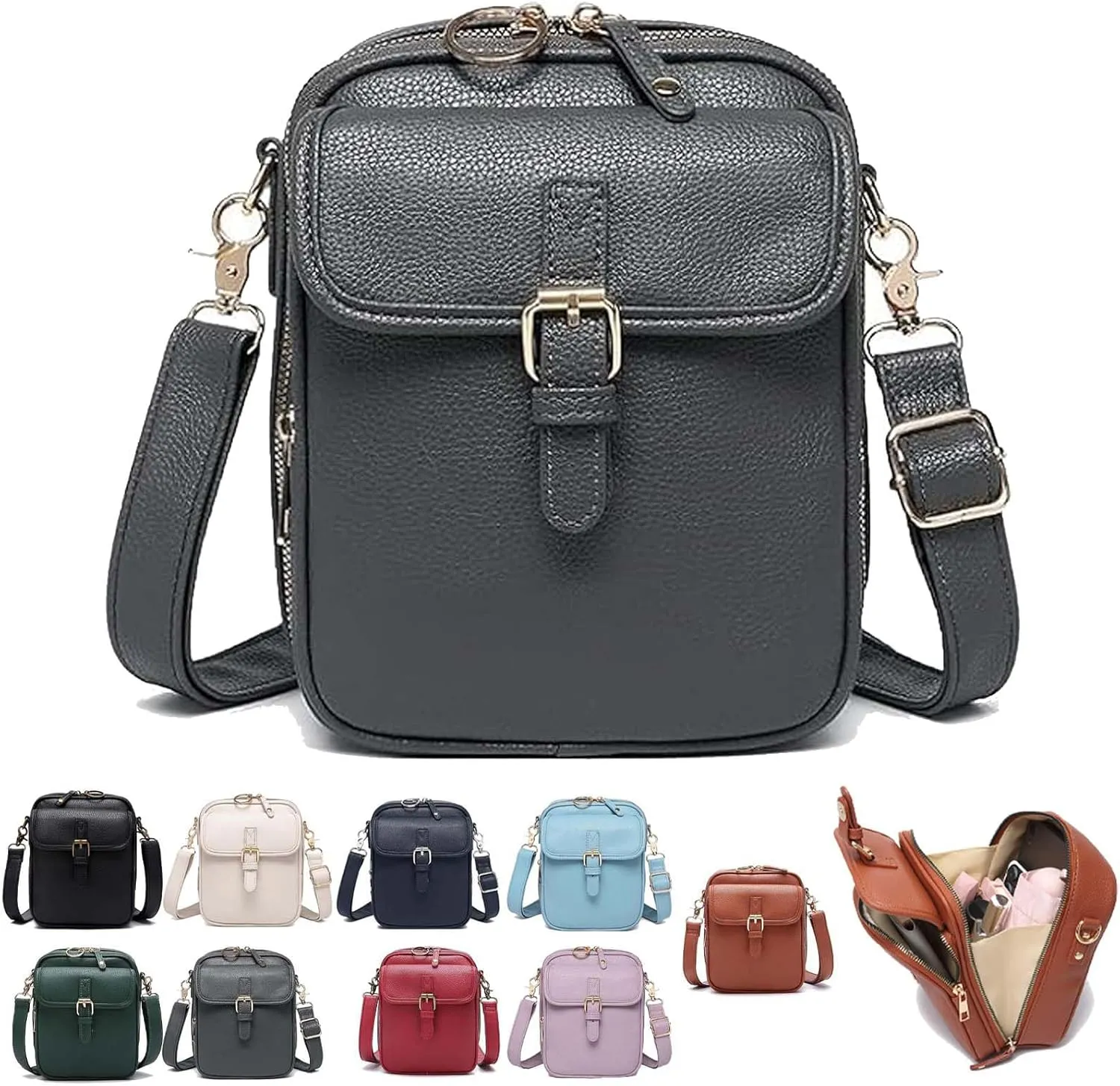 Forcipower Crossbody Bag, 2025 New Forcipower Crossbody Leather Bag for Women, Anti-Theft Retro Design