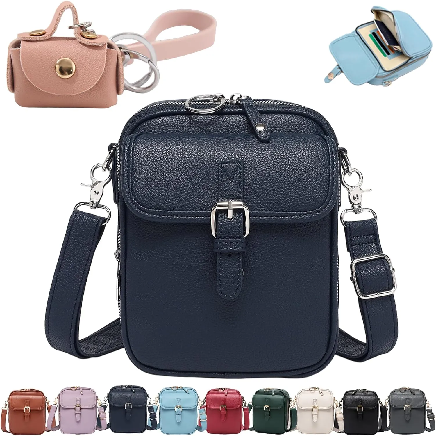 Forcipower Crossbody Leather Bag, Zealburst Crossbody Bag with Earphone Bags Pendant