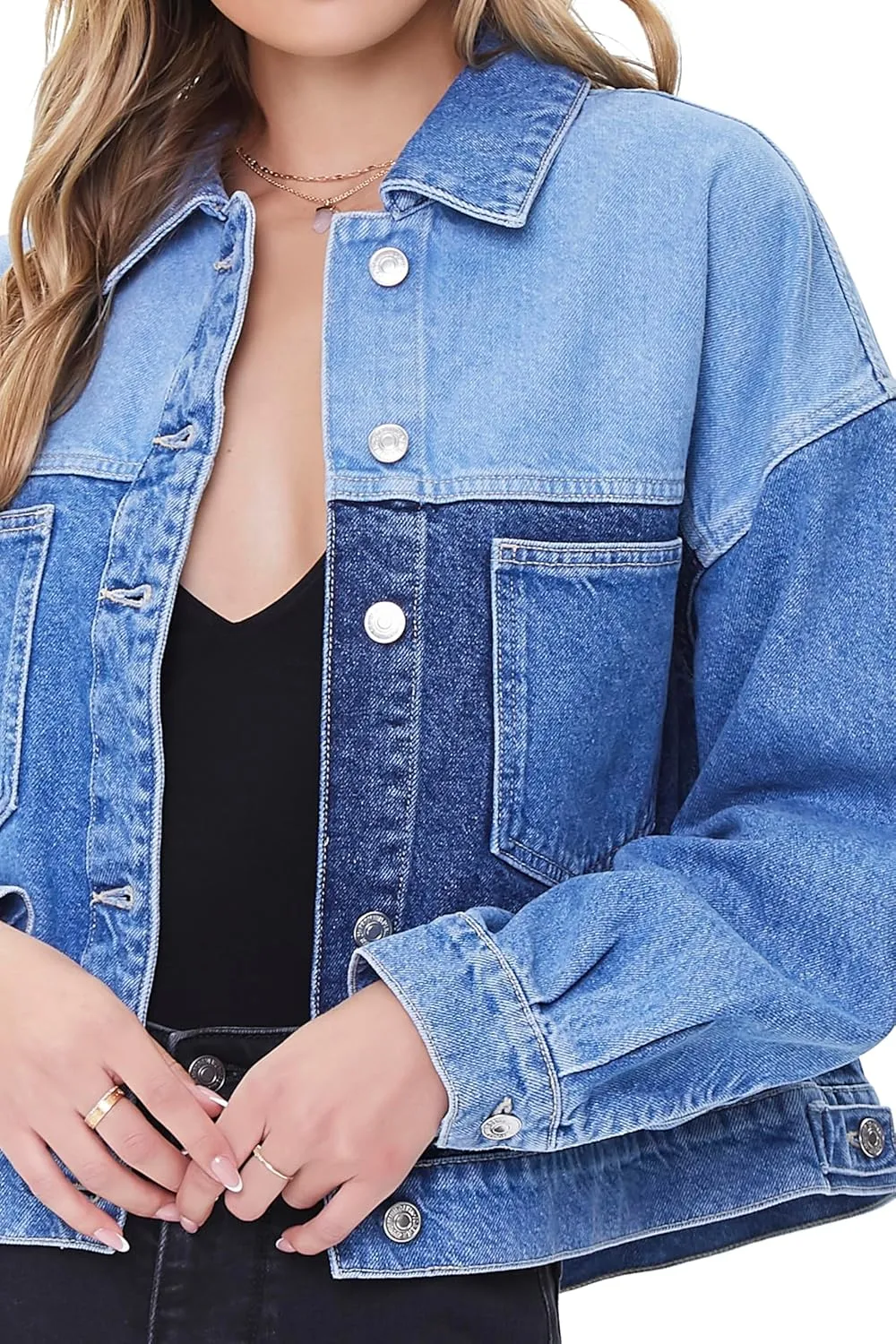 Forever 21 Women's Colorblock Denim Jacket