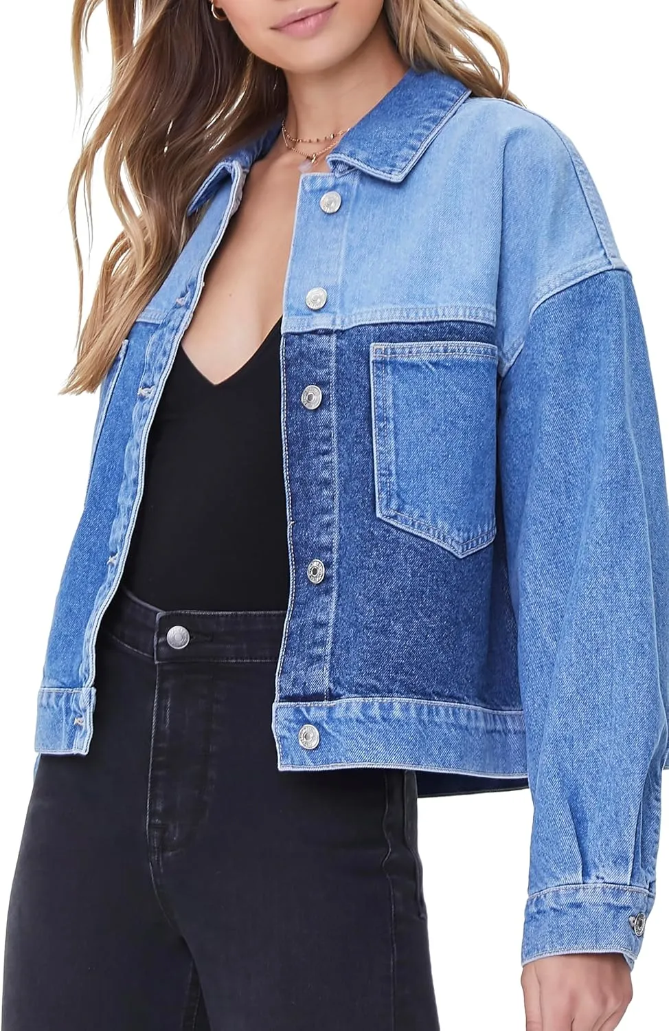 Forever 21 Women's Colorblock Denim Jacket