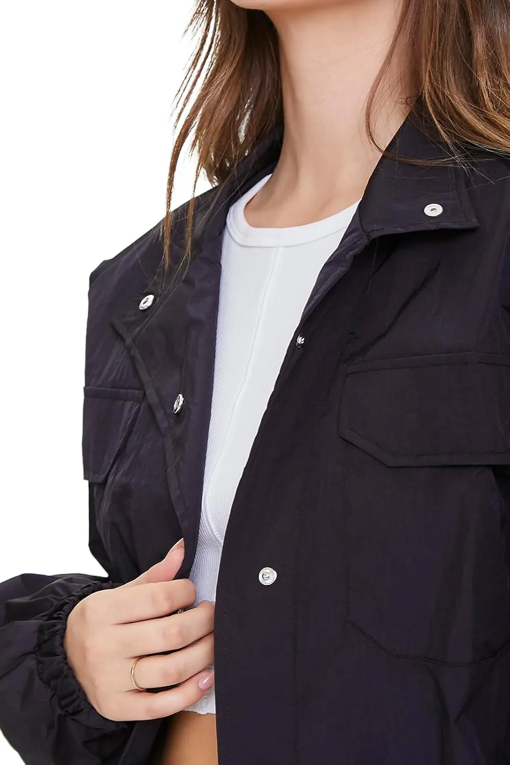 Forever 21 Women's Cropped Raglan-Sleeve Windbreaker