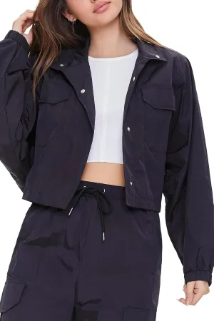 Forever 21 Women's Cropped Raglan-Sleeve Windbreaker