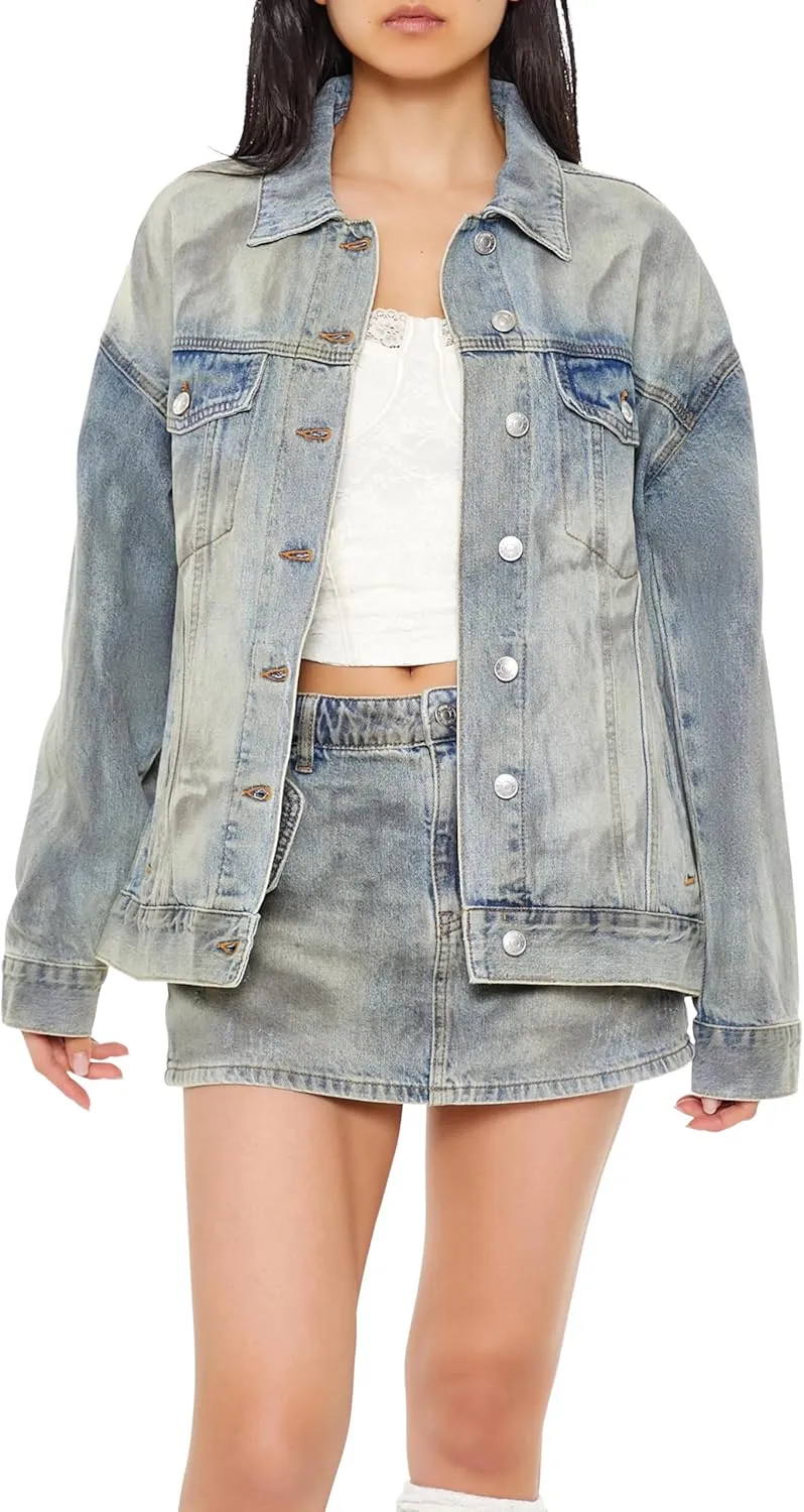 Forever 21 Women's Mineral Wash Denim Trucker Jacket