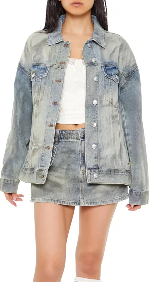 Forever 21 Women's Mineral Wash Denim Trucker Jacket