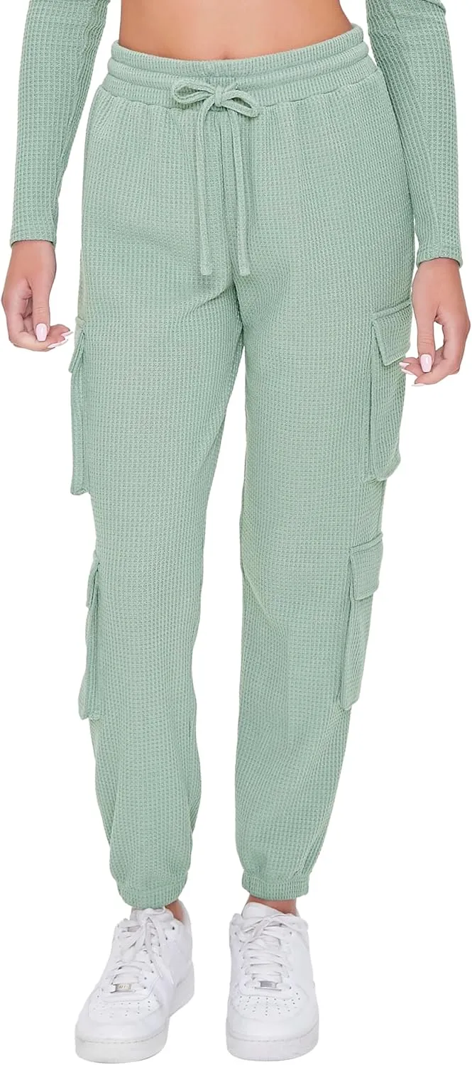 Forever 21 Women's Waffle Knit Cargo Joggers