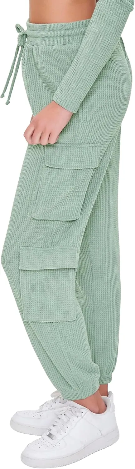 Forever 21 Women's Waffle Knit Cargo Joggers