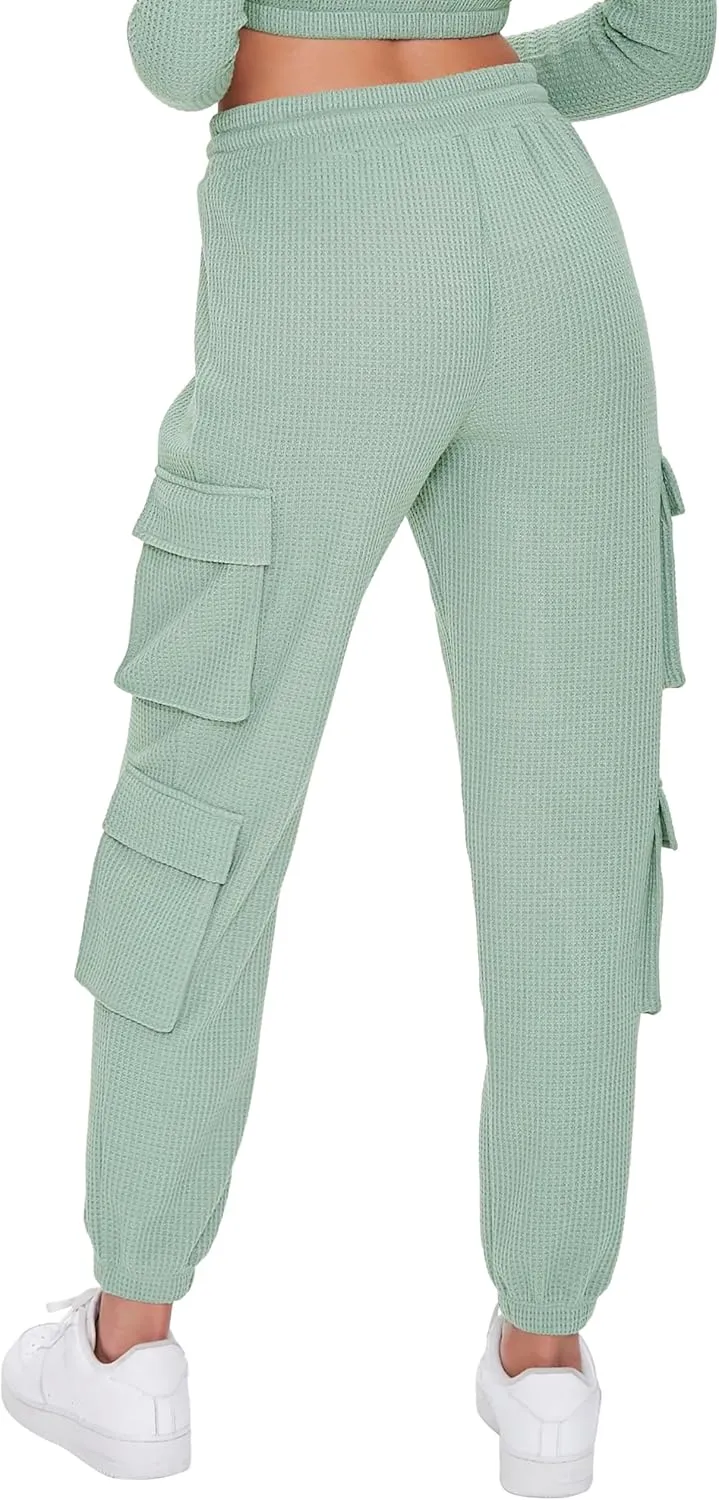 Forever 21 Women's Waffle Knit Cargo Joggers
