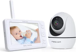FOSCAM Baby Monitor, 1080P Video Baby Monitor with 5" 1080P True-Color HD IPS Display, 2 Way Audio, Lullaby Player, 1080P PTZ Camera, 1000ft Wireless Range, Night Vision and Thermal Monitor, BM1