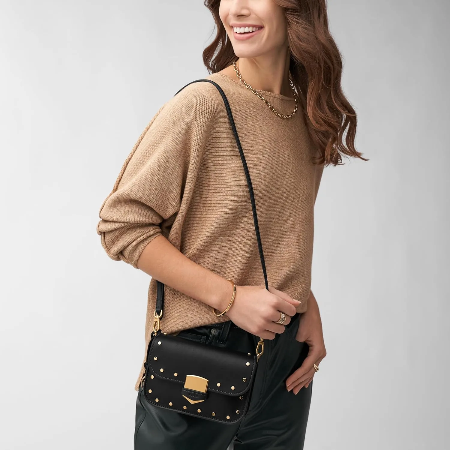 Fossil Women's Lennox Leather Flap Crossbody Bag