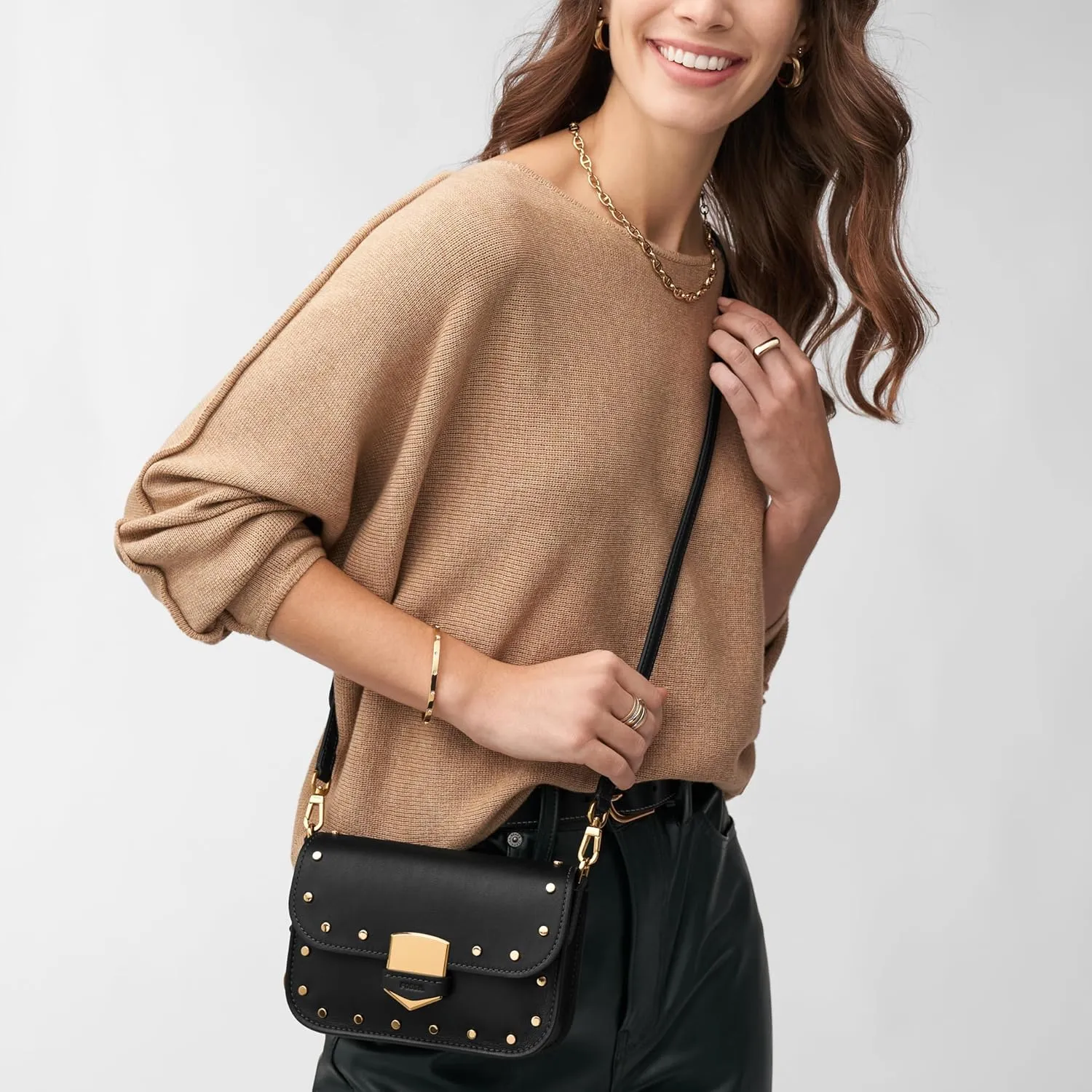 Fossil Women's Lennox Leather Flap Crossbody Bag
