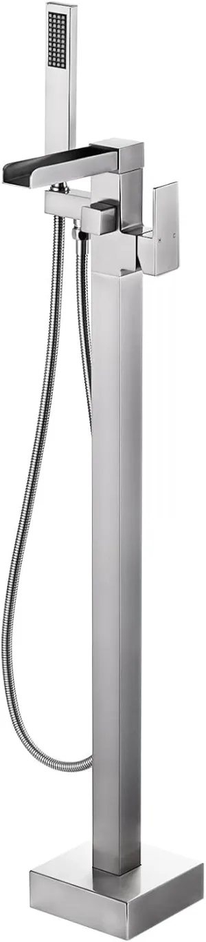 Freestanding Tub Faucet Brushed Nickel: ALEASHA High Flow Max 6.74 GPM Free Standing Tub Filler - Brass Modern Floor Mount Bathtub Faucet with Handheld Shower, for The Ultimate Elegant SPA Experience