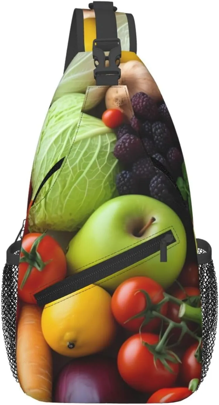 Fresh Fruits and Vegetables Crossbody Bags for Men Women Fashion Sling Backpack Casual Chest Bag Travel Hiking Daypack