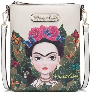 Frida Kahlo Cartoon Faux Leather Messenger Bag/Cellphone Crossbody Bag (BG/BK)