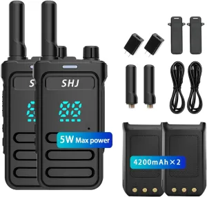 FRS Walkie Talkies H28Y Long Range Walkie Talkie for Adults with Earpiece Mic Rechargeable 2-Way Radios Handheld Two-Way Radios Transceiver Kids with USB Charger for Camping 2pcs
