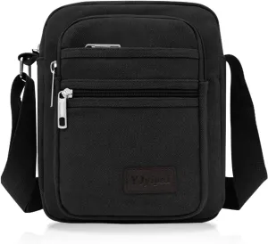 FuninCrea Crossbody Bag, Canvas Shoulder Bag Messenger Bags for Men, Multi Pocket Crossbody Phone Bag for Travelling, Hiking