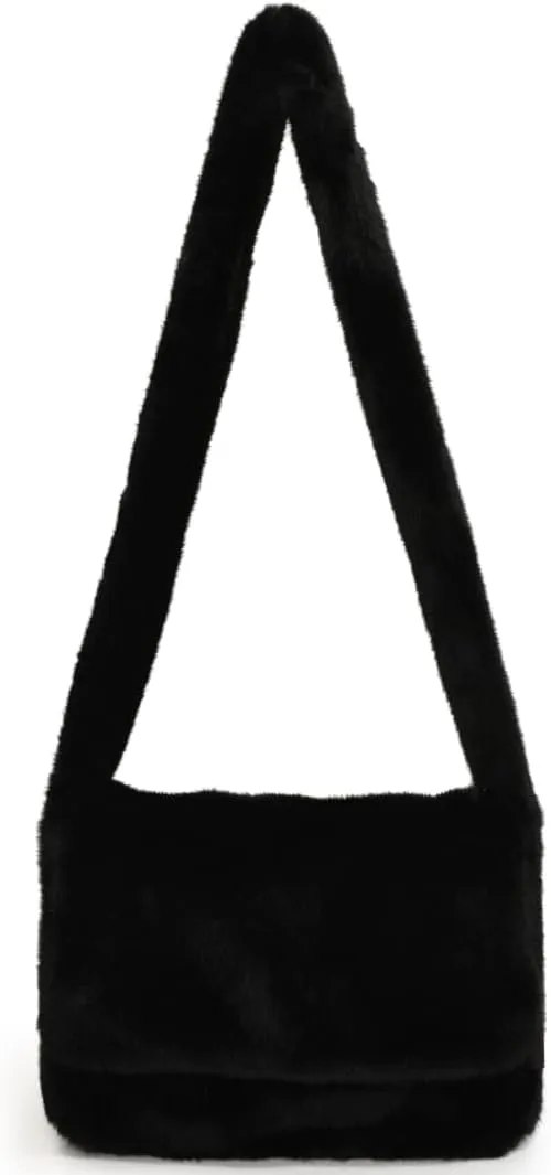 Furry Faux Fur Shoulder Crossbody Bag for Women Cute Handbag Fluffy Plush Y2K Messenger Purse