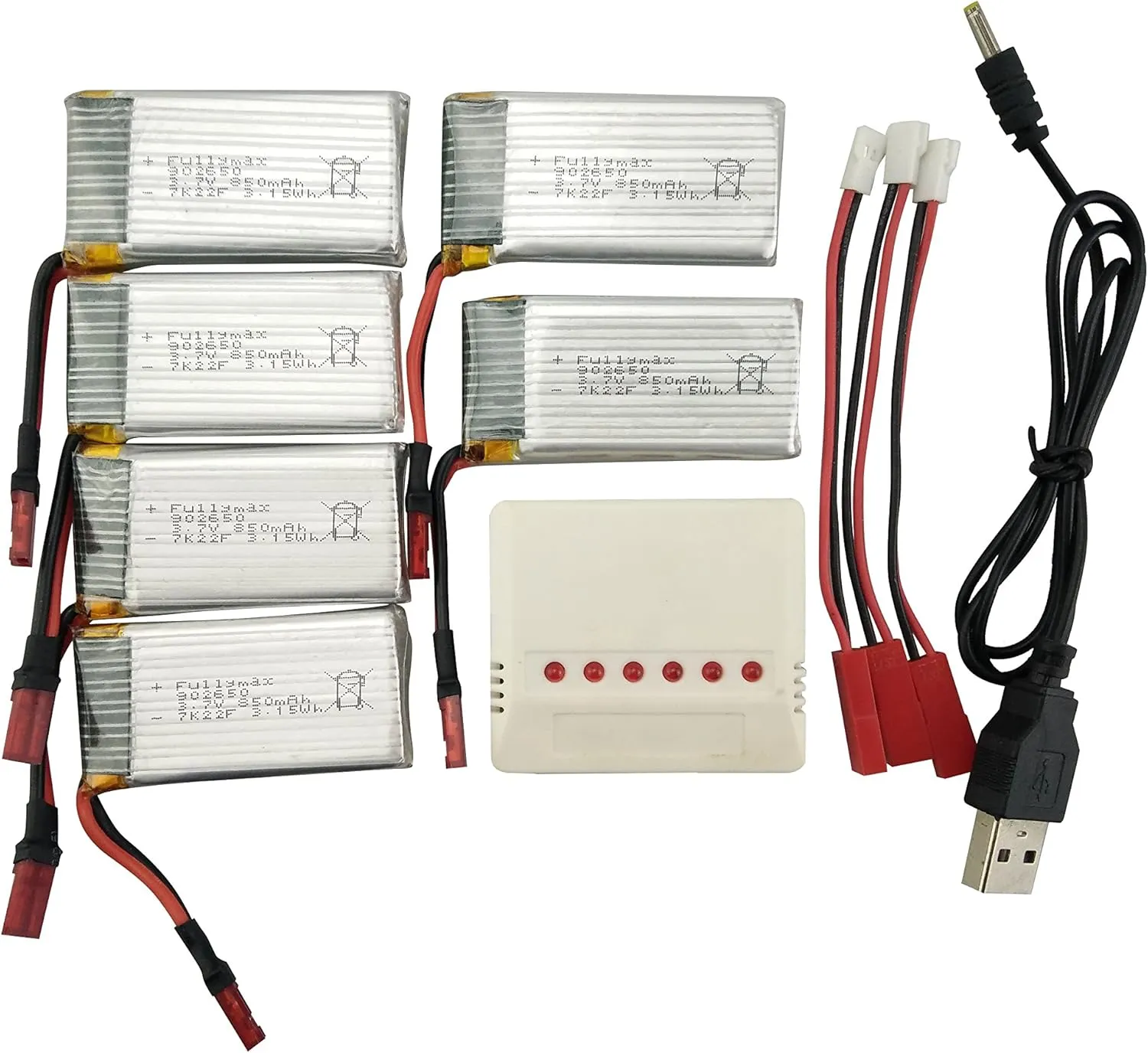 Fytoo Helicopter Accessories 3.7V 850mah Lithium Battery &1pcs Charger for SYMA X56 X56W X54HW Foldable Quadcopter Parts Foldable RC Drone Parts (6pcs Batteries 1pcs 6 in 1 Battery Charger)