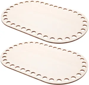 Gadpiparty 2Pcs Wooden Crochet Basket Bottoms Craft Making Supplies for Basket Weaving Crochet Bags and Knitting Projects Bases