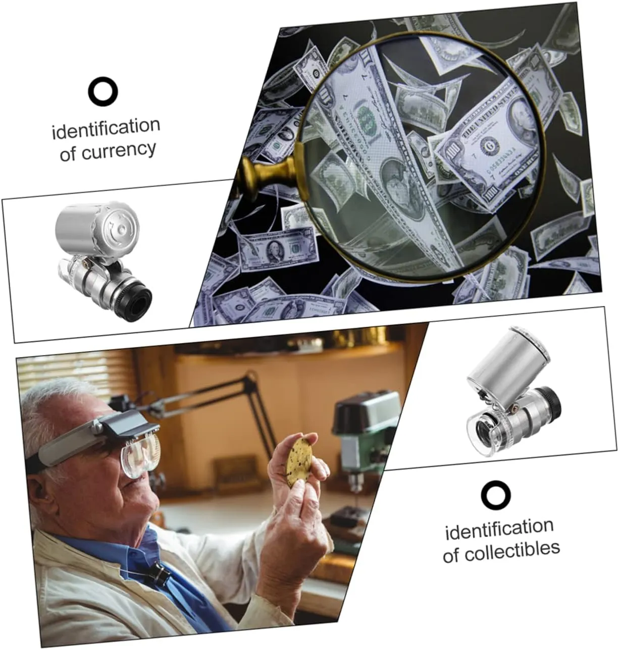 Gadpiparty 2sets 2pcs Mini Microscope with LED Light Portable Jewelry Loupe for Currency Detection Collectibles More for Jewelry Lovers Collectors Amateurs 2pcs*2