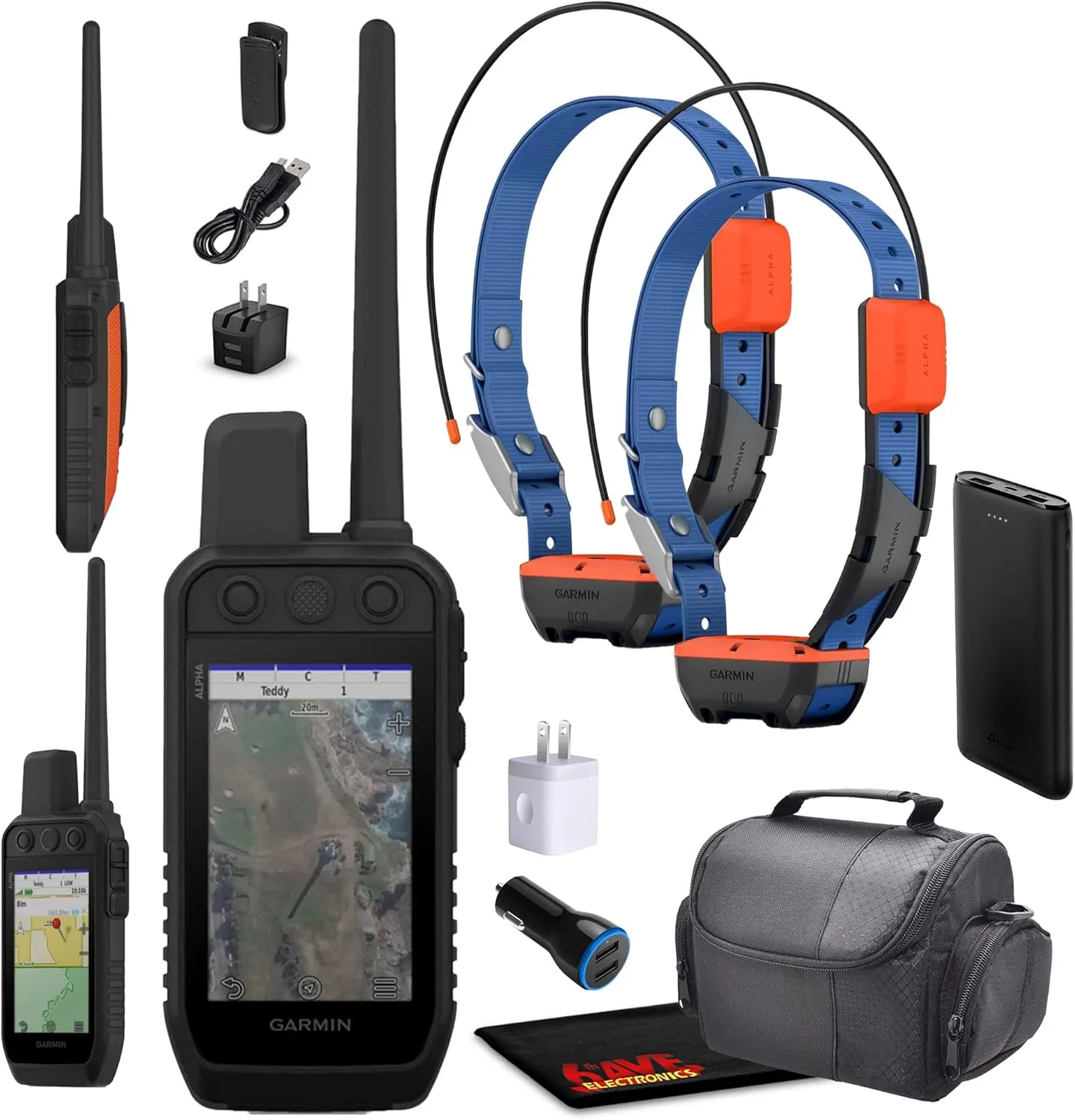 Garmin Alpha 300 Handheld Advanced Tracking and Training System for Hunting Dogs Bundle with 2X Garmin Dog Collars Alpha T20 Dog Tracking Collar with GPS   Field Bag   Charger and More Accessories
